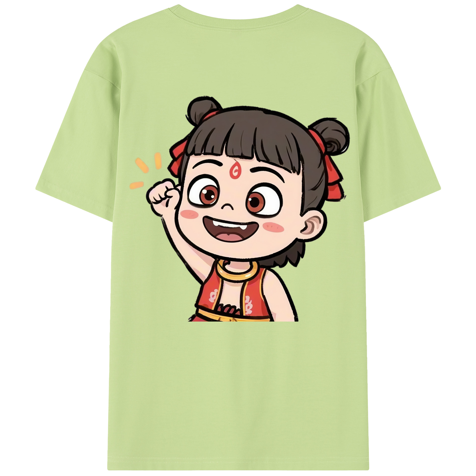 （画像用） Ne Zha 2 ナタ 魔童の大暴れ 綿100％半袖Tシャツ（背面プリント）